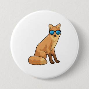 Badge Rond 7,6 Cm Renard avec lunettes de soleil