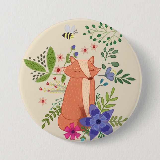 Badge Rond 7,6 Cm Renard dans la forêt (Devant)