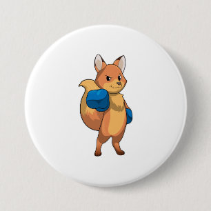 Badge Rond 7,6 Cm Renard en boîte avec gants de boxe