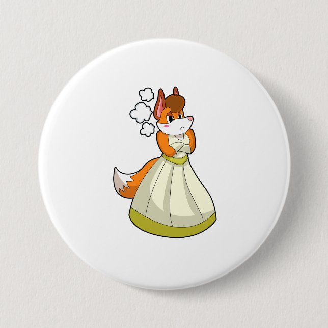 Badge Rond 7,6 Cm Renard marié avec robe de mariée.PNG (Devant)
