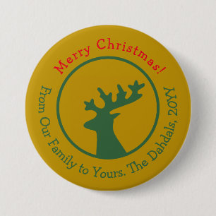 Badge Rond 7,6 Cm Renne de Noël personnalisé