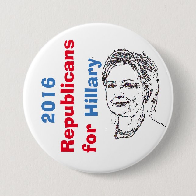 Badge Rond 7,6 Cm Républicains pour Hillary Button (Devant)