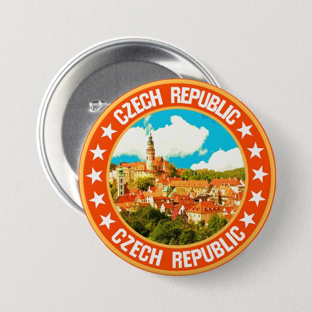 Badge Rond 7,6 Cm République tchèque (Devant & derrière)