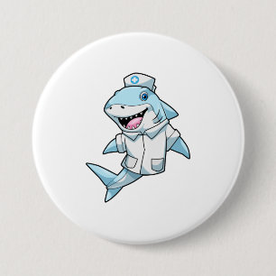 Badge Rond 7,6 Cm Requin comme infirmière avec manteau