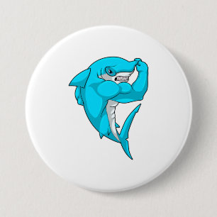 Badge Rond 7,6 Cm requin-marteau en tant que culturiste au Bodybuild