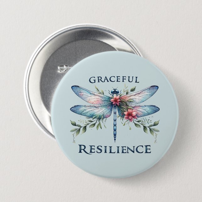 Badge Rond 7,6 Cm Résilience gracieuse - libellule artistique (Devant & derrière)