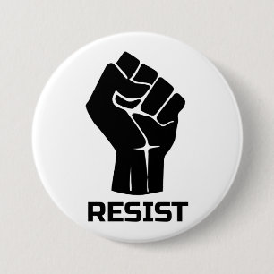 Badge Rond 7,6 Cm Résister avec le poing - en noir