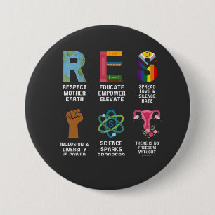 Badge Rond 7,6 Cm Résister Floral Droits LGBTQ L'égalité trans