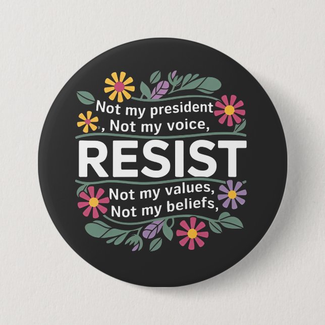 Badge Rond 7,6 Cm Résistez à une protestation botanique subtile cont (Devant)