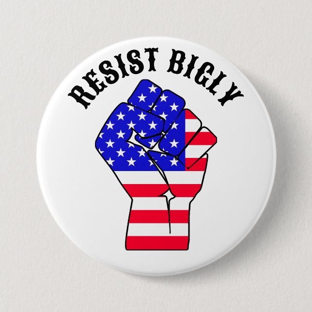 Badge Rond 7,6 Cm Résistez vigoureusement | Anti-Trump (Devant)