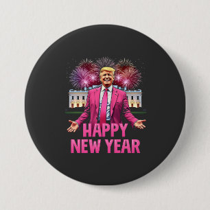 Badge Rond 7,6 Cm Résolution de la Saint-Sylvestre Trump 2025