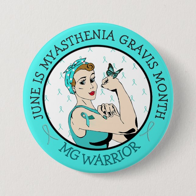 Badge Rond 7,6 Cm Restez fort Myasthenia Gravis Warrior Button (Devant)