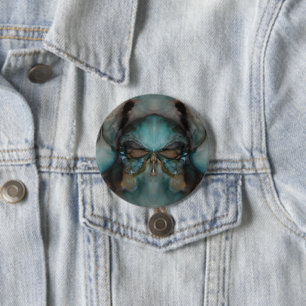 Badge Rond 7,6 Cm Résumé Design Effrayant Viking Masque