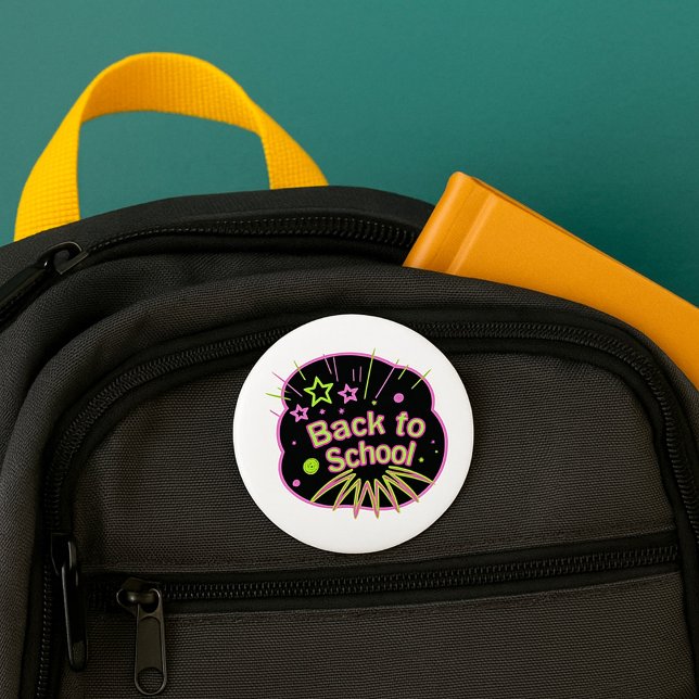 Badge Rond 7,6 Cm Retour à l'école Neon Pop Art Bright Classroom (Créateur téléchargé)