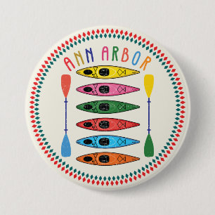 Badge Rond 7,6 Cm Retro Ann Arbor Kayaking
