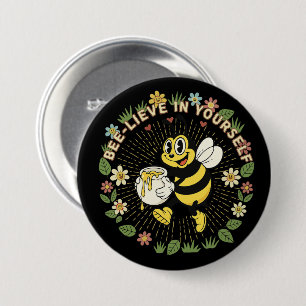Badge Rond 7,6 Cm Rétro Croire En Soi Abeille À Miel Vintage