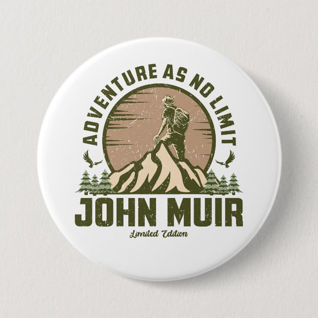 Badge Rond 7,6 Cm Retro John Muir Hike (Devant)