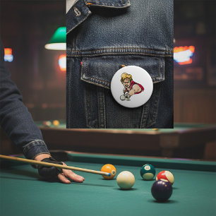 Badge Rond 7,6 Cm Retro Pool Player Vintage Billard Sports