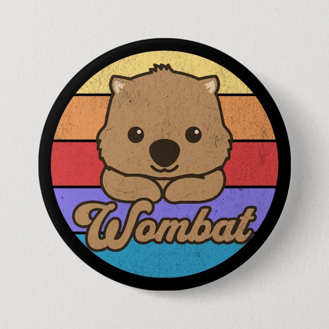 Badge Rond 7,6 Cm Retro Sunset Wombat (Devant)
