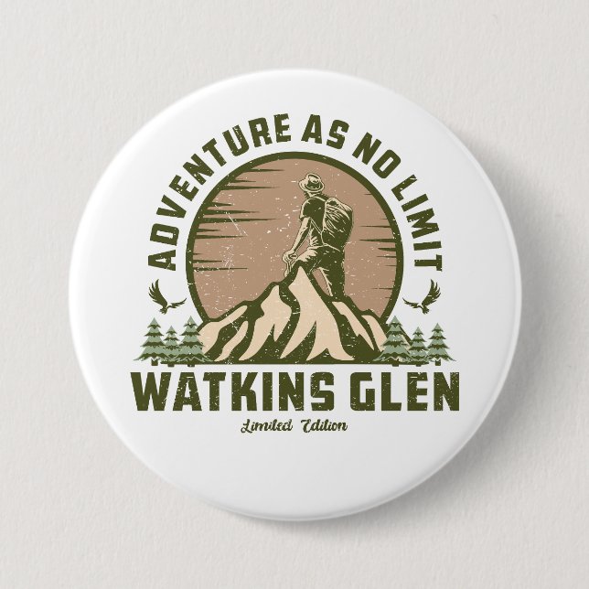Badge Rond 7,6 Cm Retro Watkins Glen Hike (Devant)