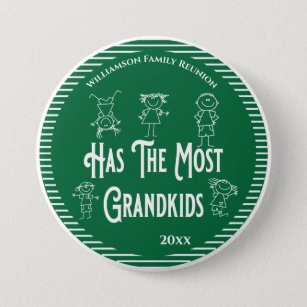 Badge Rond 7,6 Cm Reunion Grandparents Award Most Grand Kids