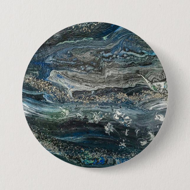 Badge Rond 7,6 Cm Rêves des 20 peintures abstraites de l'Océan gris  (Devant)