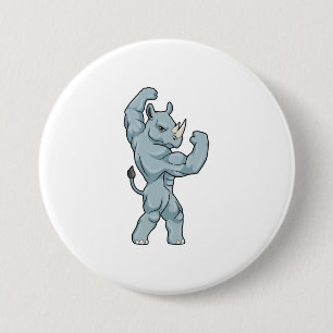 Badge Rond 7,6 Cm Rhino comme Bodybuilder extrême