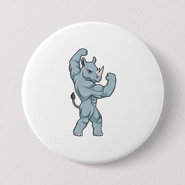 Badge Rond 7,6 Cm Rhino comme Bodybuilder extrême (Devant)