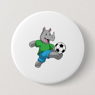 Badge Rond 7,6 Cm Rhino comme joueur de football avec Soccer