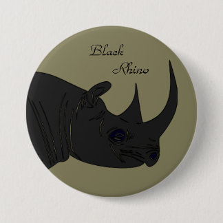 Badge Rond 7,6 Cm Rhinocéros noir