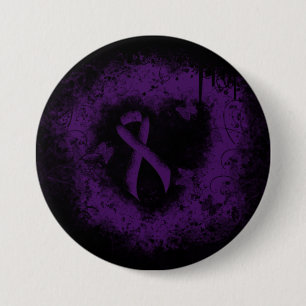 Badge Rond 7,6 Cm Ribbon de sensibilisation à la pourpre Coeur de gr
