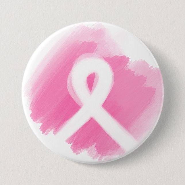 Badge Rond 7,6 Cm Ribbon de sensibilisation au cancer du sein Aquare (Devant)