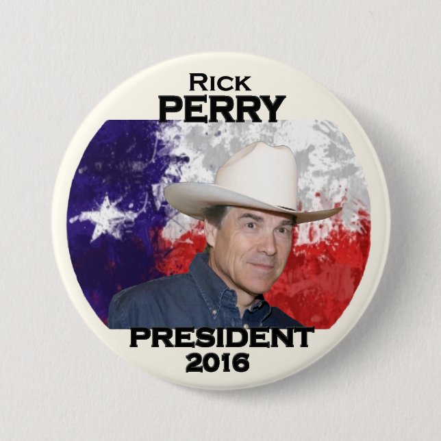 Badge Rond 7,6 Cm Rick Perry texan pour le président 2016 (Devant)