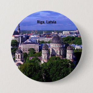 Badge Rond 7,6 Cm Riga, Lettonie, paysage urbain,