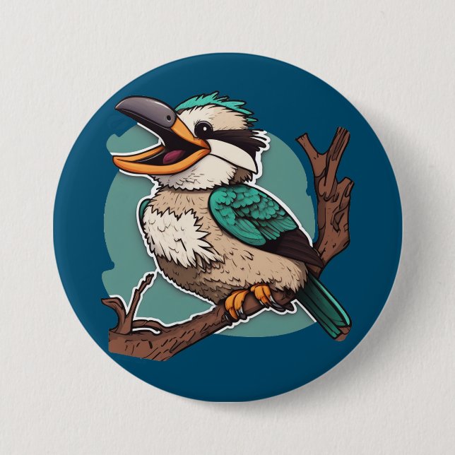 Badge Rond 7,6 Cm Rire Kookaburra (Devant)