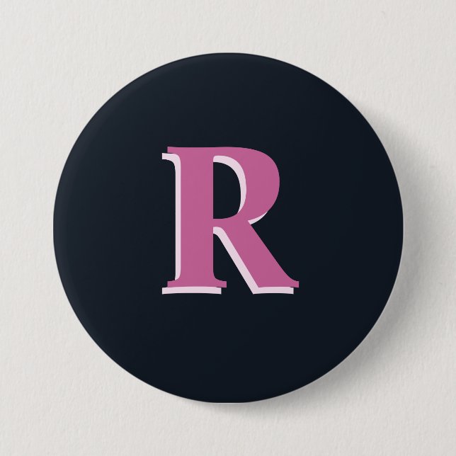 Badge Rond 7,6 Cm Robe rose marine profonde monogrammed (Devant)