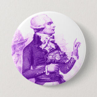 Badge Rond 7,6 Cm Robespierre violet avec Bouquet