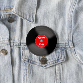 Badge Rond 7,6 Cm Roche N Rouleau Enregistrement Rétro Pince