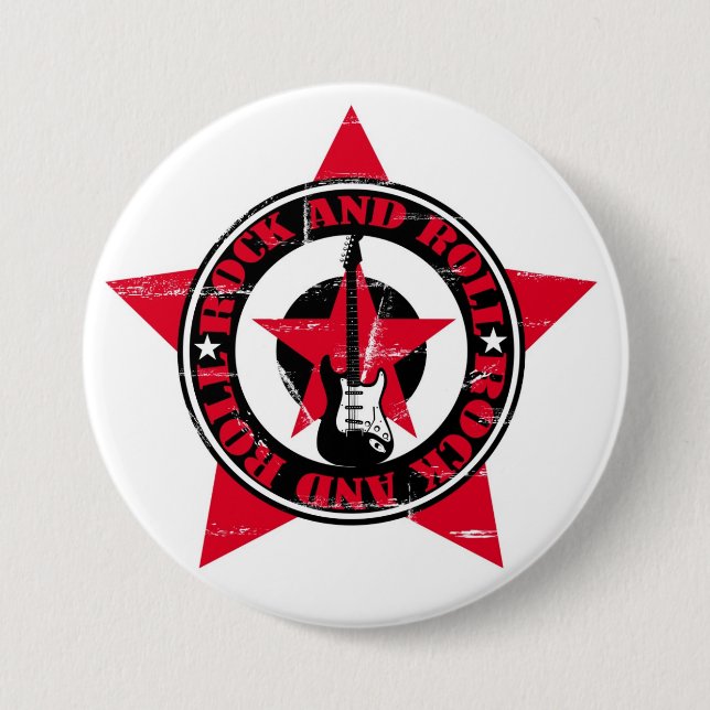 Badge Rond 7,6 Cm Rock et Roll (Devant)