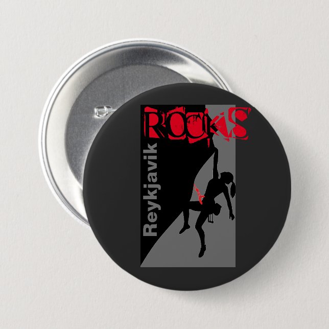 Badge Rond 7,6 Cm Rocks Reykjavik (Devant & derrière)