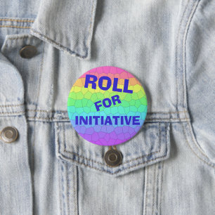 Badge Rond 7,6 Cm "Roll for Initiative" Dragons de donjons arc-en-ci
