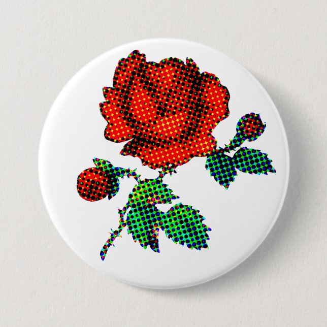 Badge Rond 7,6 Cm Rose Bloom Demi-teinte Beaux-arts (Devant)