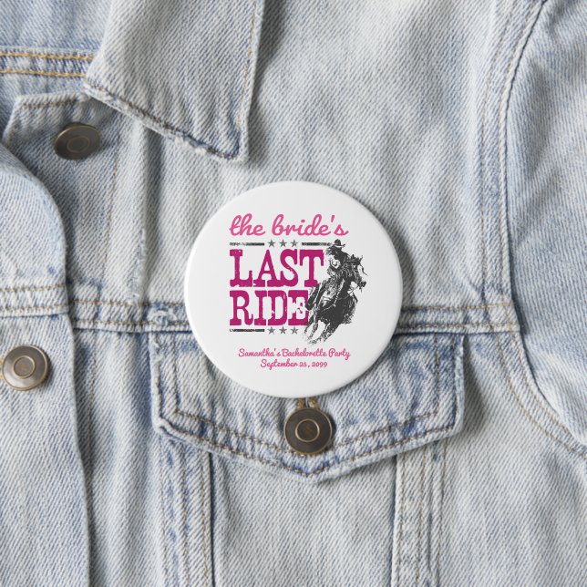 Badge Rond 7,6 Cm Rose Chaud Le Dernier Tour de la mariée (En situation)