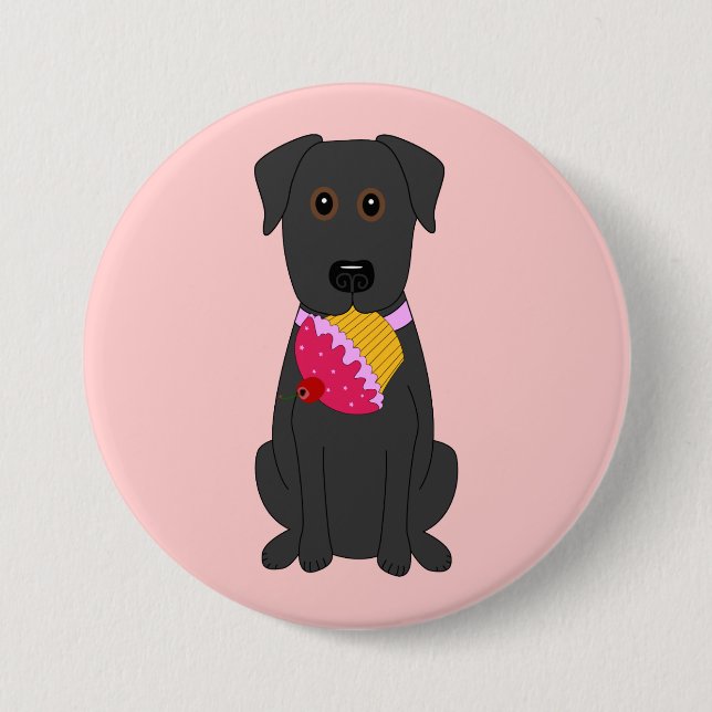 Badge Rond 7,6 Cm Rose doux de chien (Devant)