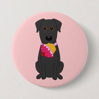 Badge Rond 7,6 Cm Rose doux de chien