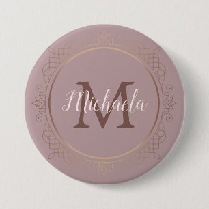 Badge Rond 7,6 Cm Rose Gold Elegant Monogramme Modèle moderne