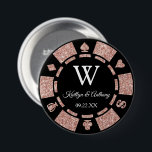 Badge Rond 7,6 Cm Rose Gold Parties scintillant Poker Chip Casino Ma<br><div class="desc">Célébrez dans le style avec ce bouton de puces de poker tendance. Le design est facile à personnaliser avec votre propre libellé et votre famille et vos amis seront ravis quand ils recevront cette fabuleuse faveur de fête. Les éléments correspondants se trouvent dans la collection.</div>