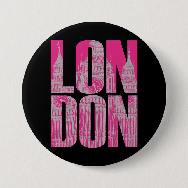 Badge Rond 7,6 Cm Rose Londres (Devant)