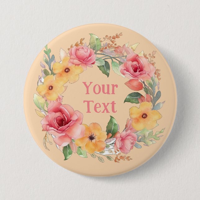 Badge Rond 7,6 Cm Rose lunaire ornement  de fleurs (Devant)