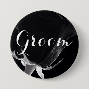 Badge Rond 7,6 Cm Rose Noire